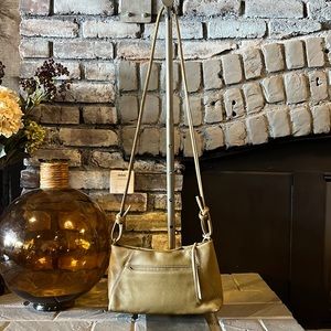 Green small hobo leather shoulder handbag